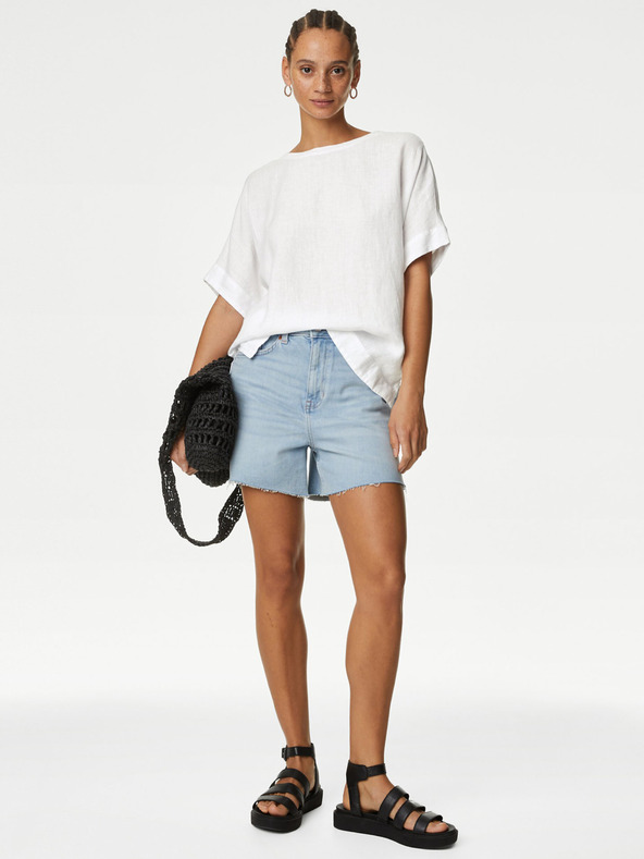 Marks & Spencer Biela dámska blúzka s ľanom Marks & Spencer