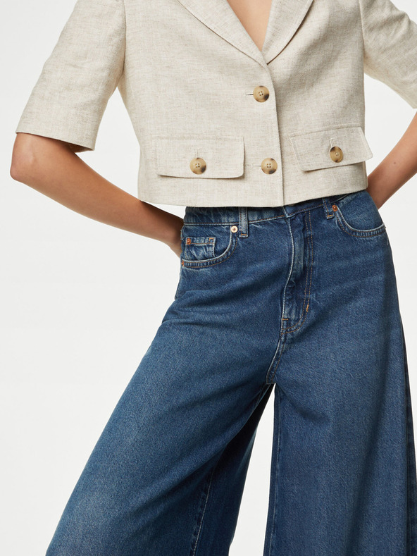 Marks & Spencer Tmavomodré dámske džínsy širokého strihu Marks & Spencer