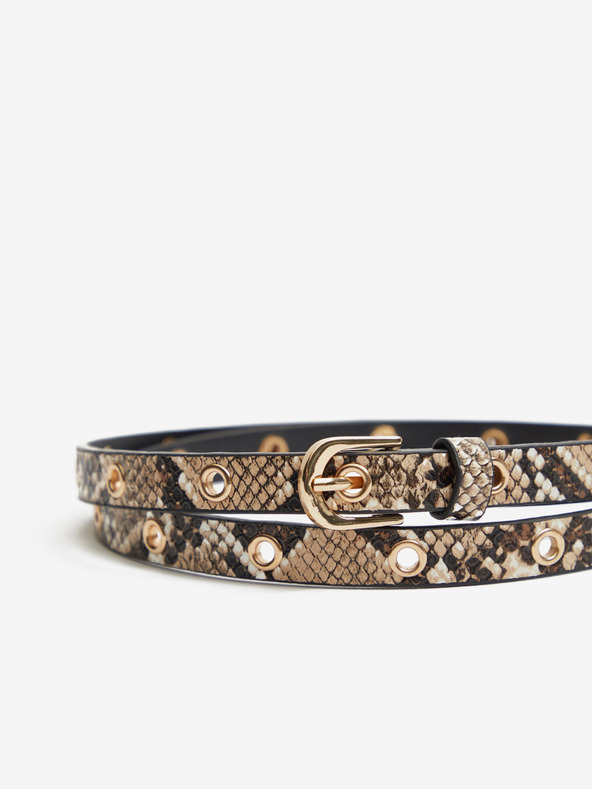 Orsay Svetlo hnedý a čierny dámsky opasok 2ks ORSAY