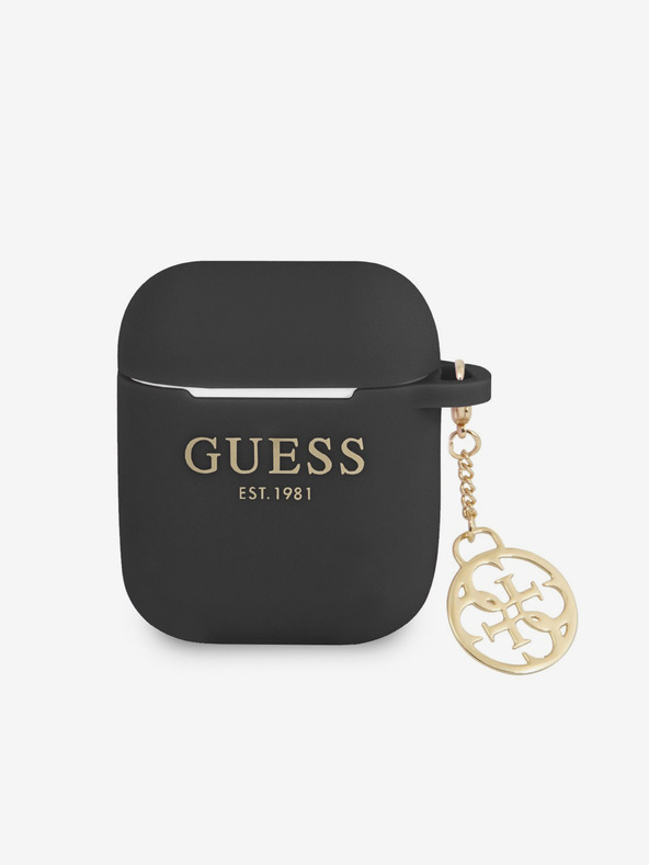 Guess Guess 4G Charm silikónové puzdro pre AirPods 1/2 čierne