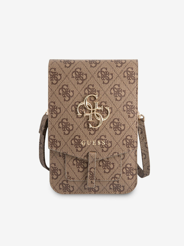 Guess Guess PU 4G Metal Logo taška na telefón hnedá
