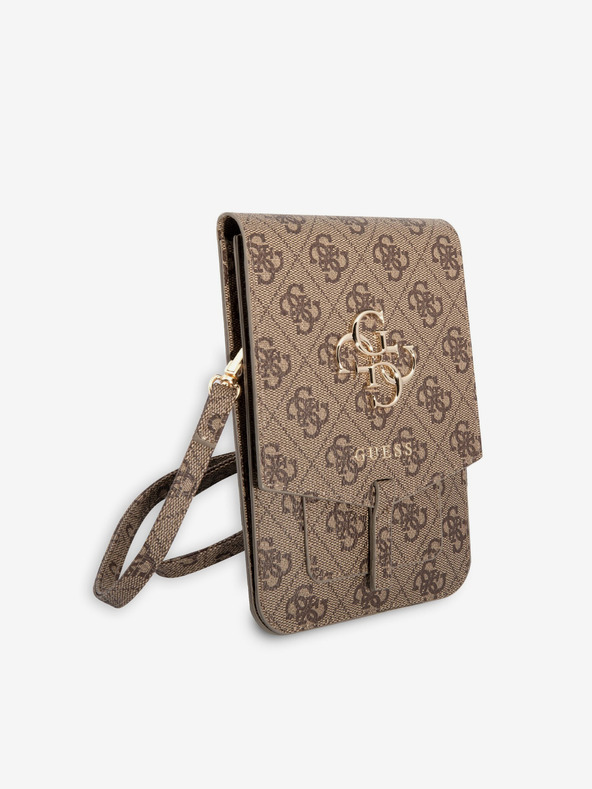 Guess Guess PU 4G Metal Logo taška na telefón hnedá
