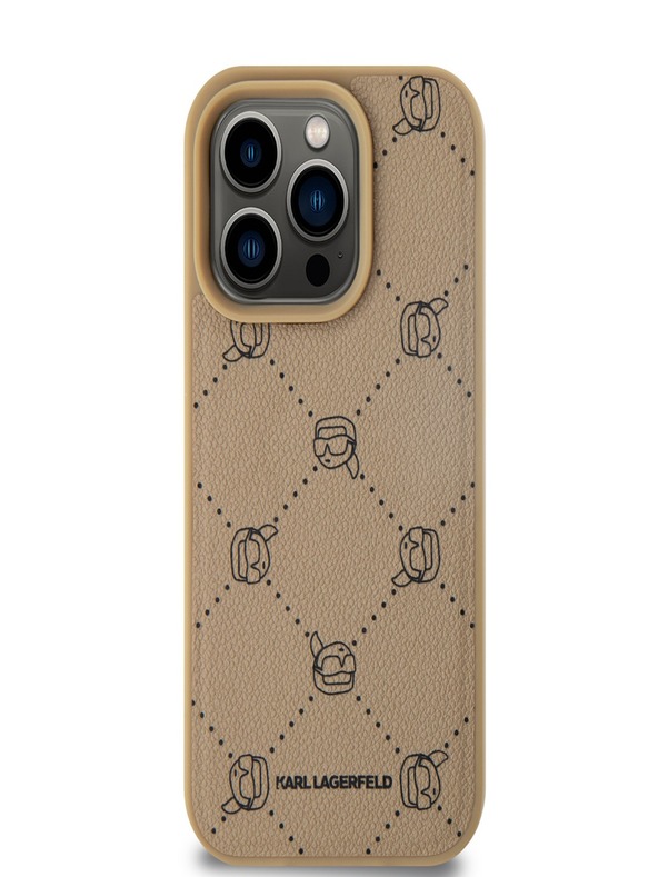 Karl Lagerfeld PU Karl Heads Pattern Magsafe zadný kryt pre iPhone 15 Pro Max Beige Karl Lagerfeld