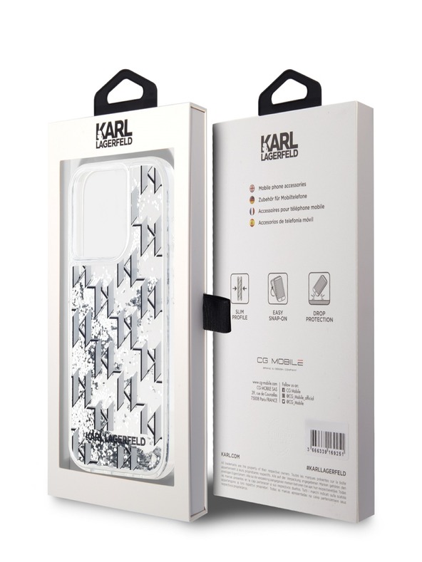 Karl Lagerfeld Liquid Glitter Monogram Gradient zadný kryt pre iPhone 15 Pro White Karl Lagerfeld
