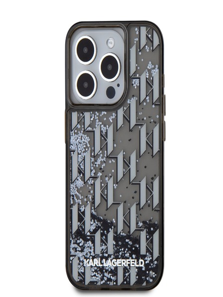 Karl Lagerfeld Liquid Glitter Monogram Gradient zadný kryt pre iPhone 15 Pro Max Black Karl Lagerfeld