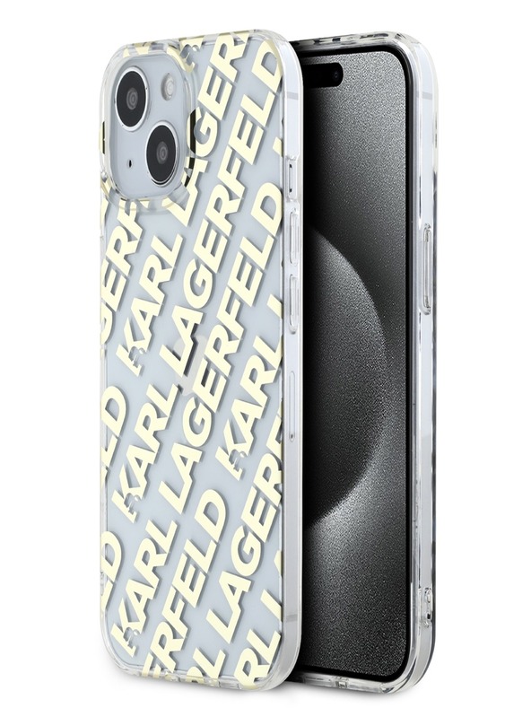 Karl Lagerfeld Karl Lagerfeld IML galvanizované opakované logo Zadný kryt pre iPhone 15 zlatý