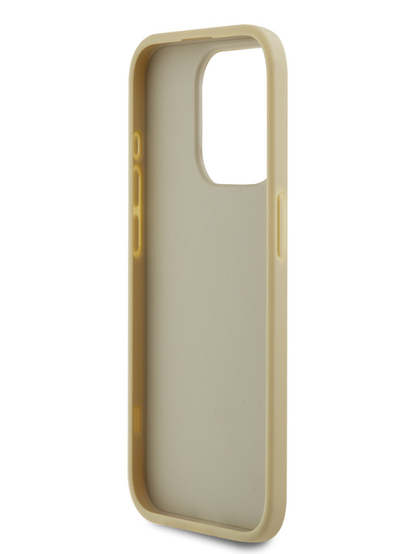 Karl Lagerfeld Vrásčitý zadný kryt PU Signature Logo pre iPhone 15 Pro Gold Karl Lagerfeld