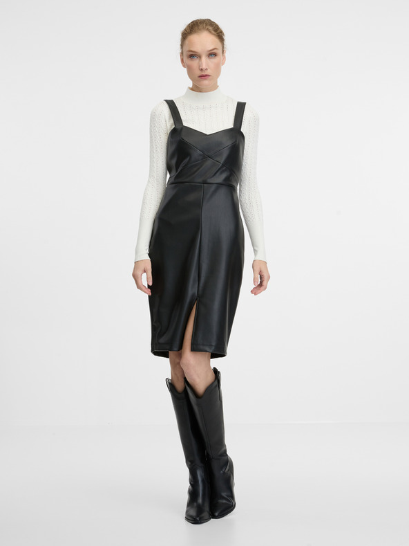 Orsay Čierne dámske puzdrové šaty ku kolenám ORSAY