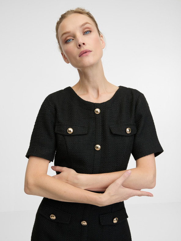 Orsay Čierne dámske puzdrové šaty ku kolenám ORSAY