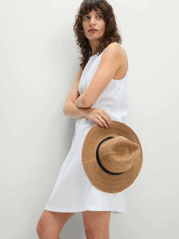 Marks & Spencer Mini šaty s okrúhlym výstrihom a vysokým obsahom ľanu Marks & Spencer biele