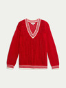 Marks & Spencer Textúrovaný sveter s kontrastnými detailmi s vysokým obsahom bavlny Marks & Spencer červený
