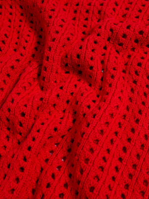 Marks & Spencer Textúrovaný sveter s kontrastnými detailmi s vysokým obsahom bavlny Marks & Spencer červený