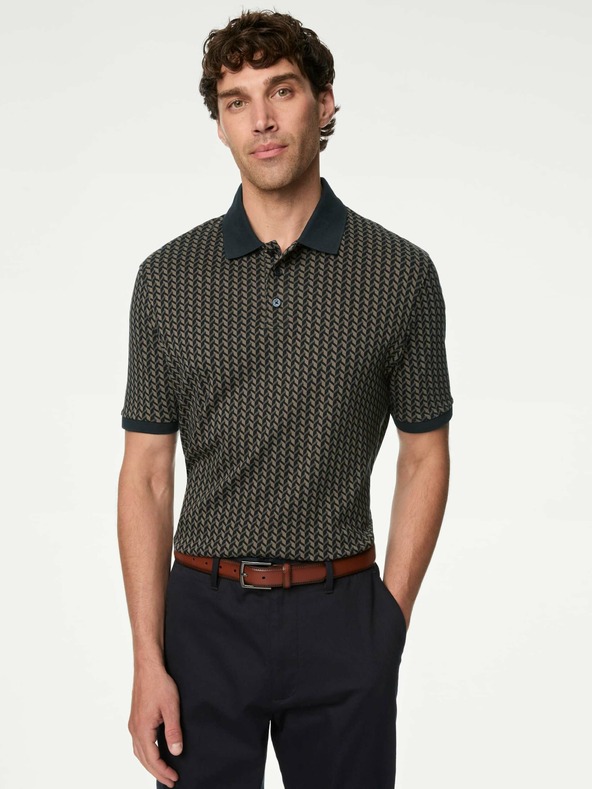 Marks & Spencer Polotričko s geometrickou potlačou, 100 % bavlna Marks & Spencer tmavomodrá