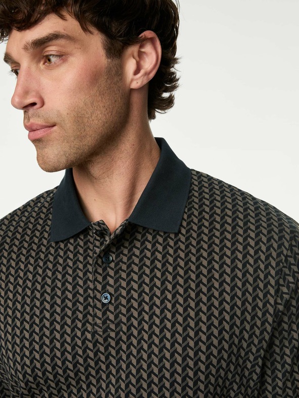Marks & Spencer Polotričko s geometrickou potlačou, 100 % bavlna Marks & Spencer tmavomodrá