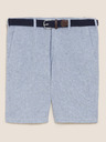 Marks & Spencer Modré pánske chino šortky s pásom zo zmesi ľanu Marks & Spencer
