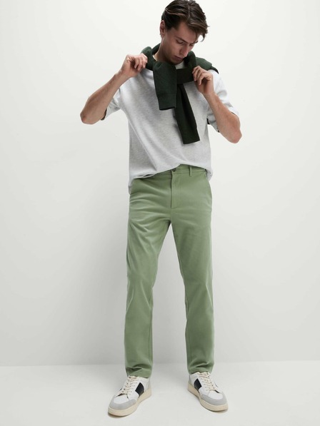 Marks & Spencer Strečové chino nohavice regular fit Marks & Spencer zelené