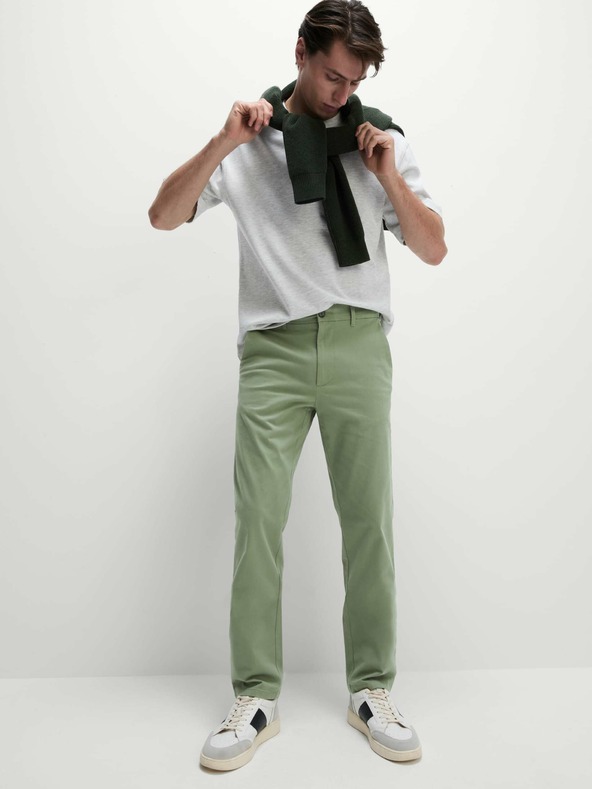Marks & Spencer Strečové chino nohavice regular fit Marks & Spencer zelené