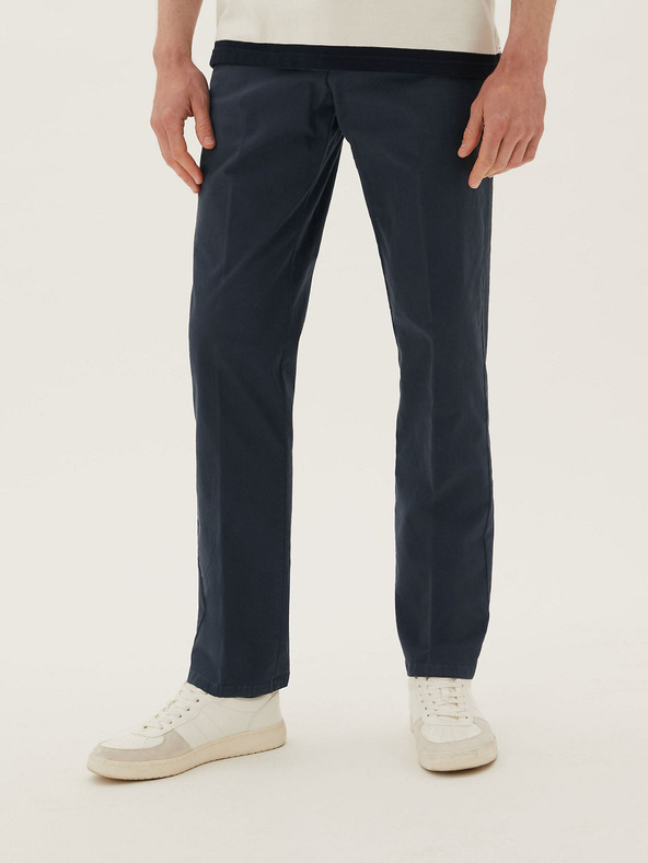 Marks & Spencer Strečové chino nohavice Marks & Spencer námornícka modrá