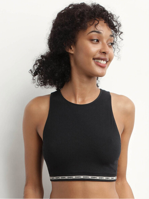 DIM Čierna dámska športová podprsenka DIM Icons Wirefree Crop top