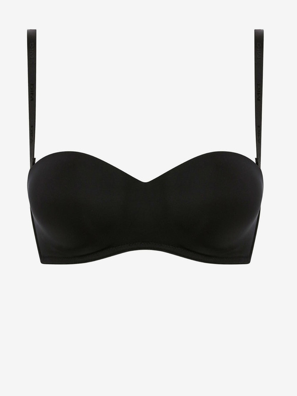 DIM Čierna dámska podprsenka Dim WIREFREE STRAPLESS BRA