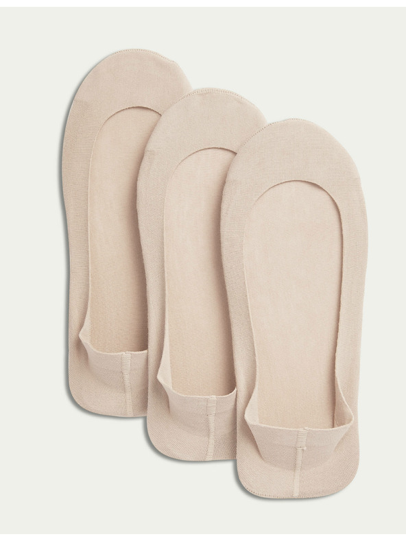 Marks & Spencer Béžové bavlnené nohavičky Marks & Spencer s nízkym strihom, 3 páry