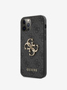 Guess PU 4G Metal Logo Zadní Kryt pro iPhone 12/12 Pro Grey Obal na telefón