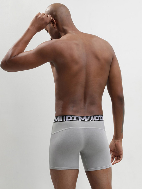 DIM Súprava dvoch pánskych športových boxeriek v sivej a čiernej farbe Dim 3D FLEX AIR LONG BOXER