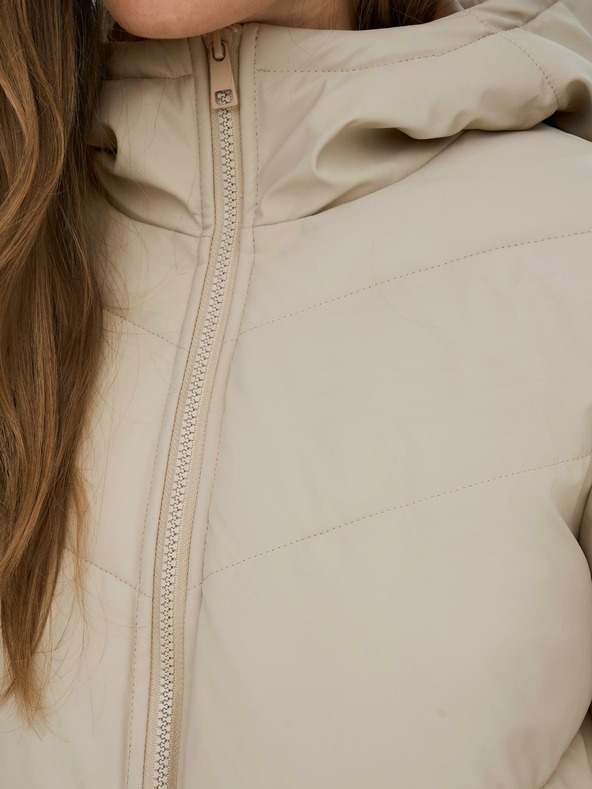 Jacqueline de Yong Béžový dámsky zimný prešívaný kabát JDY Rikka