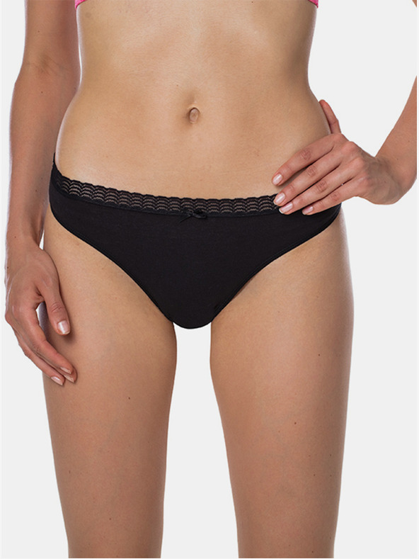 Bellinda Čierne dámske nohavičky s čipkovaným detailom Bellinda FANCY COTTON MINISLIP