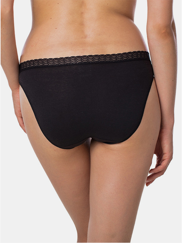 Bellinda Čierne dámske nohavičky s čipkovaným detailom Bellinda FANCY COTTON MINISLIP