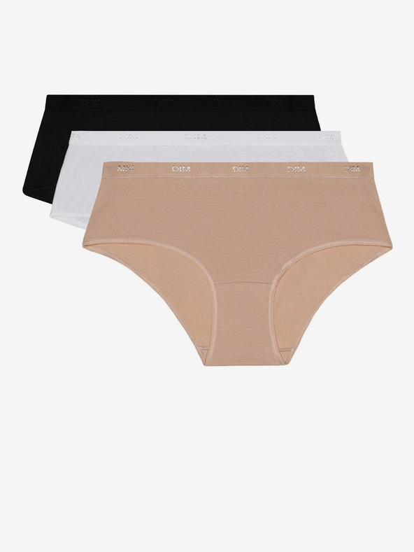 DIM Súprava troch dámskych nohavičiek v čiernej, bielej a telovej farbe Dim ECO LES POCKETS BOXER