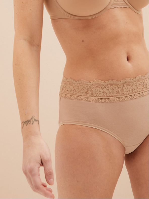 Marks & Spencer Dámska súprava piatich kusov nohavičiek Marks & Spencer v béžovej farbe