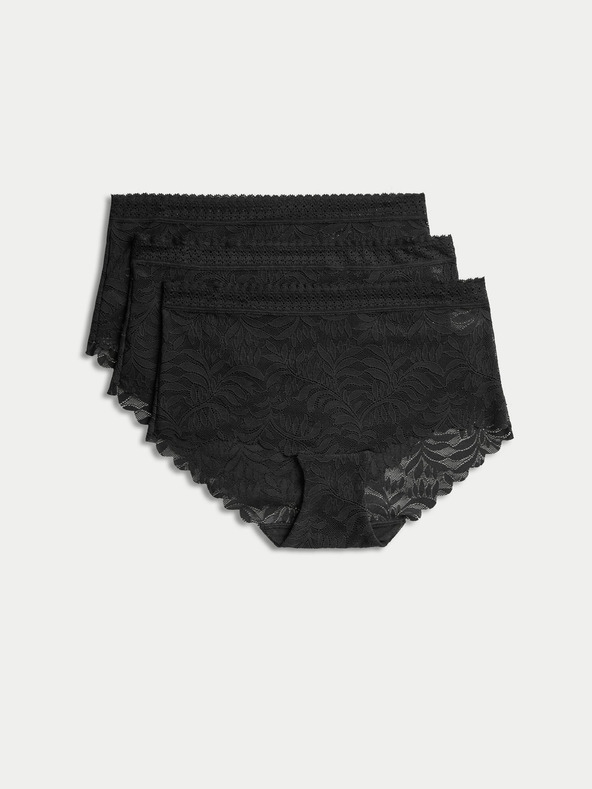 Marks & Spencer Súprava troch dámskych čipkovaných nohavičiek s technológiou Flexifit™ v čiernej farbe od Marks & Spencer