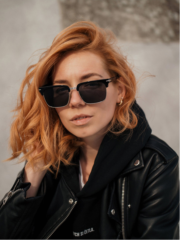 VEYREY Čierne polarizačné slnečné okuliare VeyRey Beckham Stitch