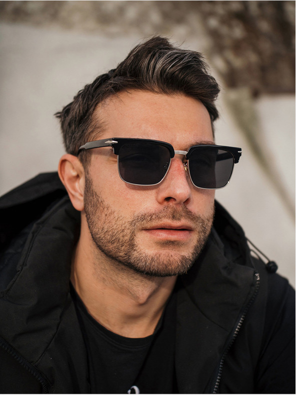 VEYREY Čierne polarizačné slnečné okuliare VeyRey Beckham Stitch