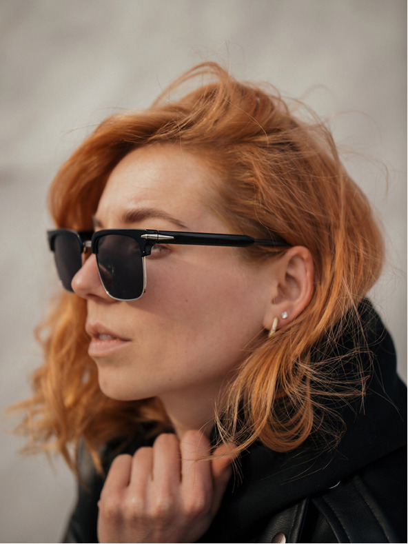 VEYREY Čierne polarizačné slnečné okuliare VeyRey Beckham Stitch