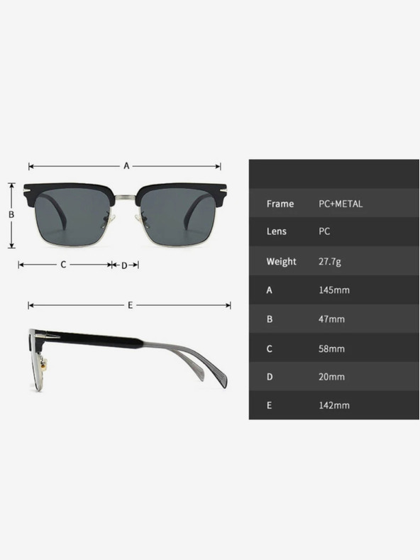 VEYREY Čierne polarizačné slnečné okuliare VeyRey Beckham Stitch