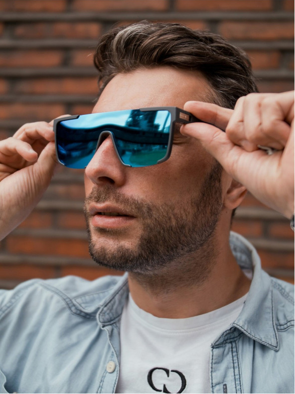 VEYREY VeyRey Slnečné okuliare Tupirit Polarizačné polorámikové svetlomodré šošovky Univerzálne