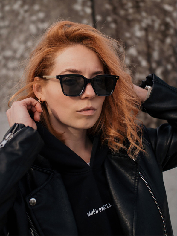 VEYREY Čierne polarizačné slnečné okuliare VeyRey Nerd Fowl