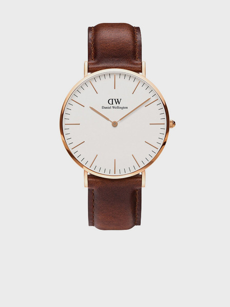 Daniel Wellington Hnedé hodinky Daniel Wellington Classic St Mawes s koženým remienkom