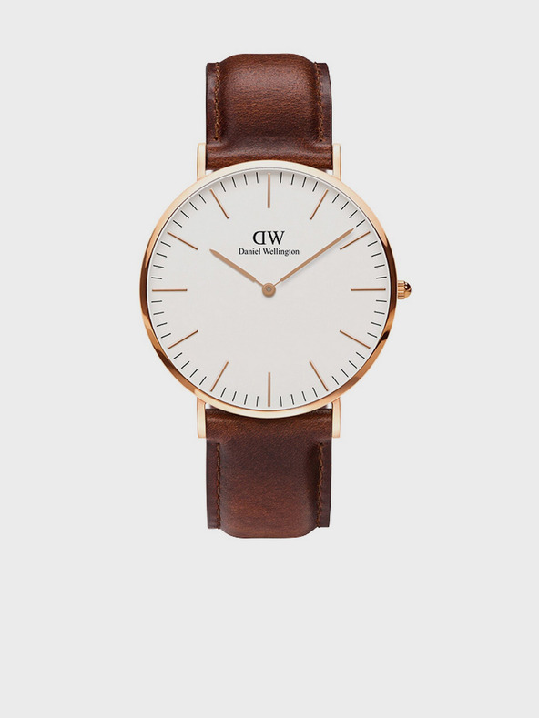 Daniel Wellington Hnedé hodinky Daniel Wellington Classic St Mawes s koženým remienkom