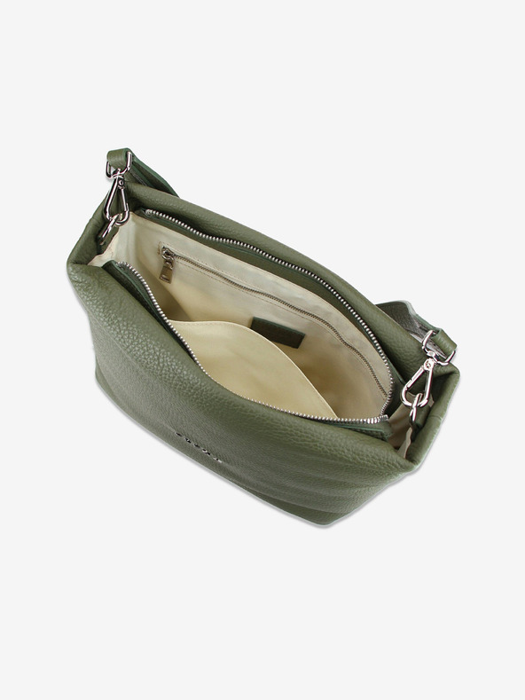 Elega Zelená dámska kožená kabelka Crossbody Elega Fluffy