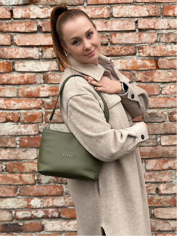 Elega Zelená dámska kožená kabelka Crossbody Elega Fluffy