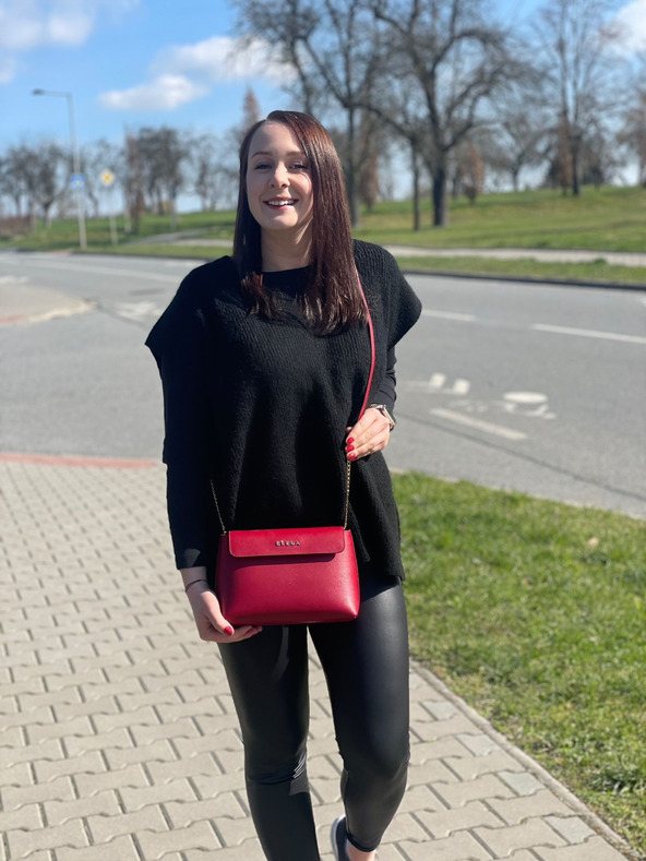 Elega Červená dámska kožená crossbody kabelka ELEGA Anie