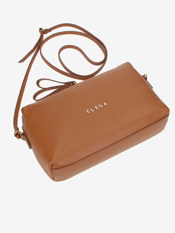 Elega Hnedá dámska kožená crossbody kabelka ELEGA Hill
