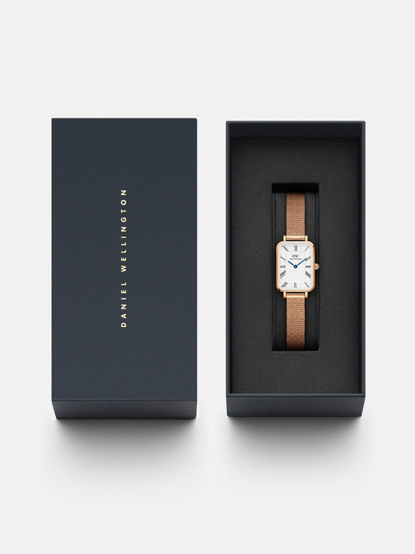 Daniel Wellington Ružovo-zlaté dámske hodinky Daniel Wellington zo sieťoviny Quadro Melrose