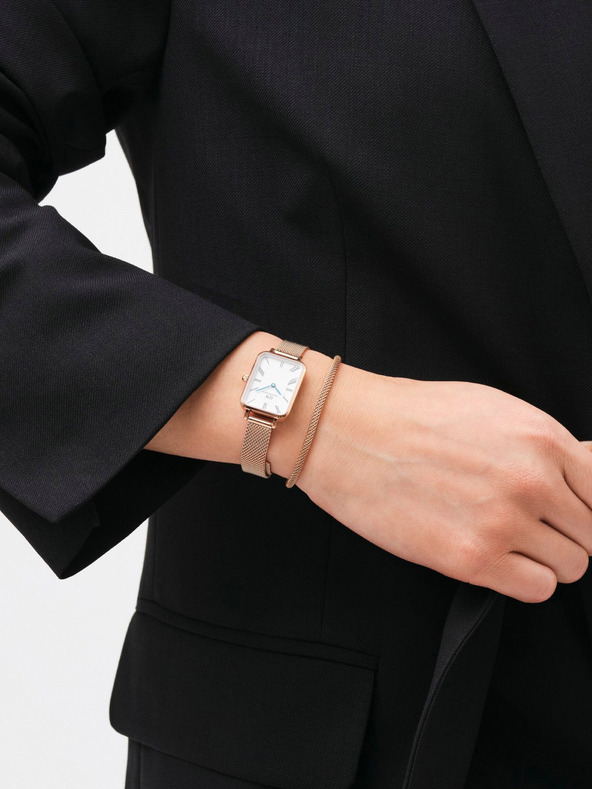 Daniel Wellington Ružovo-zlaté dámske hodinky Daniel Wellington zo sieťoviny Quadro Melrose