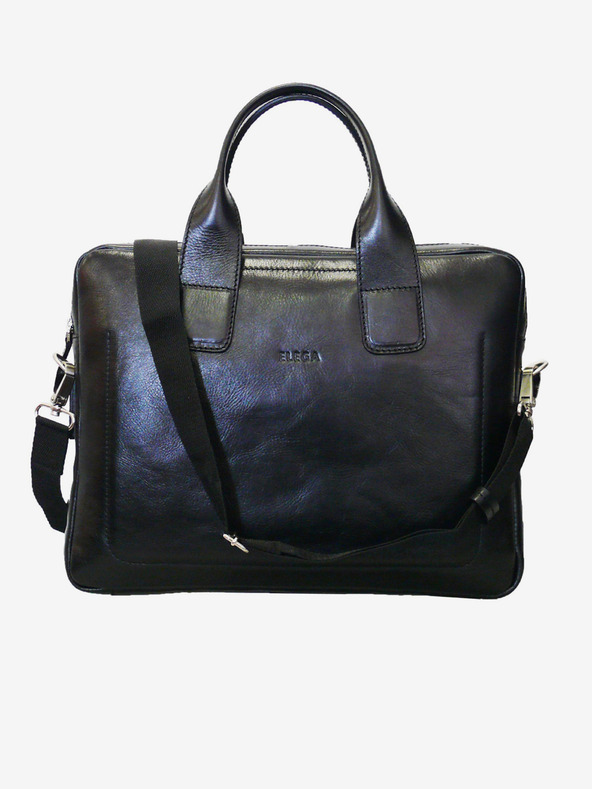 Elega Čierna pánska kožená taška na notebook ELEGA Brody