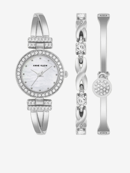 Anne Klein Súprava hodiniek a náramku v striebornej farbe Anne Klein