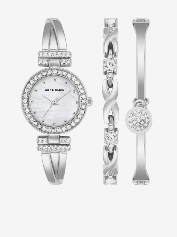 Anne Klein Súprava hodiniek a náramku v striebornej farbe Anne Klein